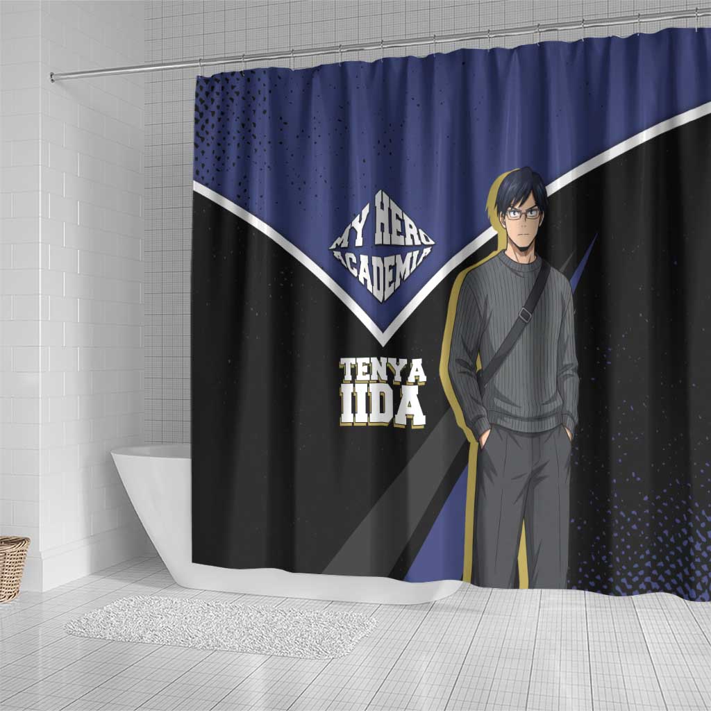 Tenya Iida My Hero Academia Shower Curtain Anime Grunge Splatter Graphic Style
