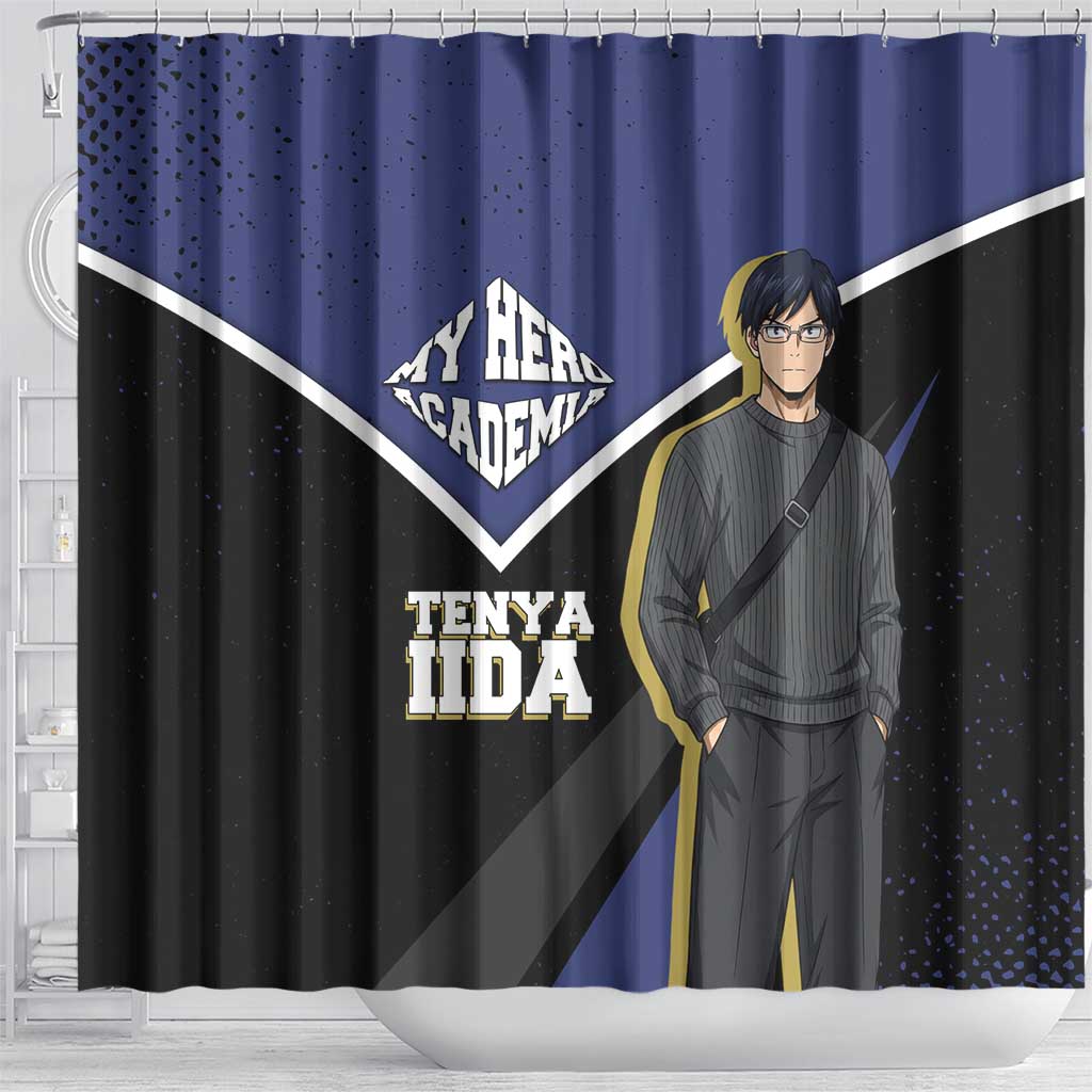 Tenya Iida My Hero Academia Shower Curtain Anime Grunge Splatter Graphic Style