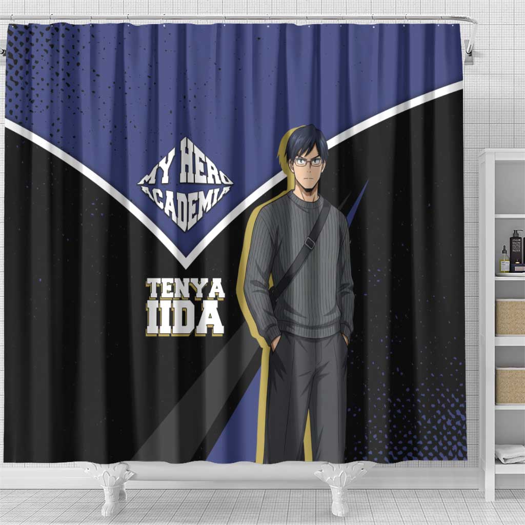 Tenya Iida My Hero Academia Shower Curtain Anime Grunge Splatter Graphic Style