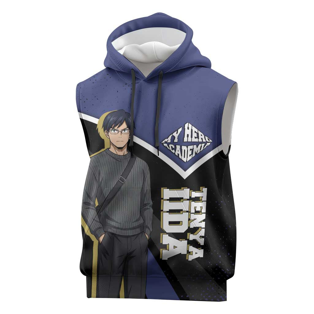 Tenya Iida My Hero Academia Sleeveless Hoodie Anime Grunge Splatter Graphic Style