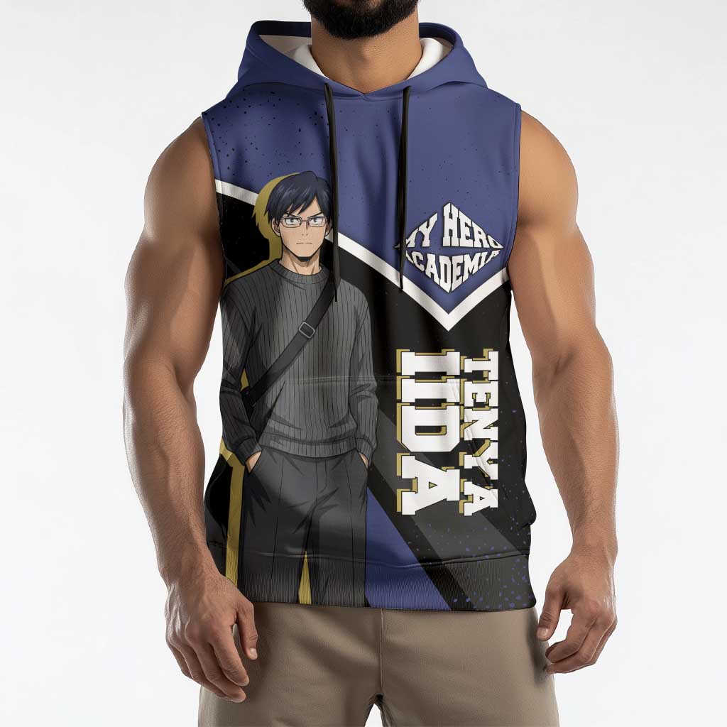 Tenya Iida My Hero Academia Sleeveless Hoodie Anime Grunge Splatter Graphic Style