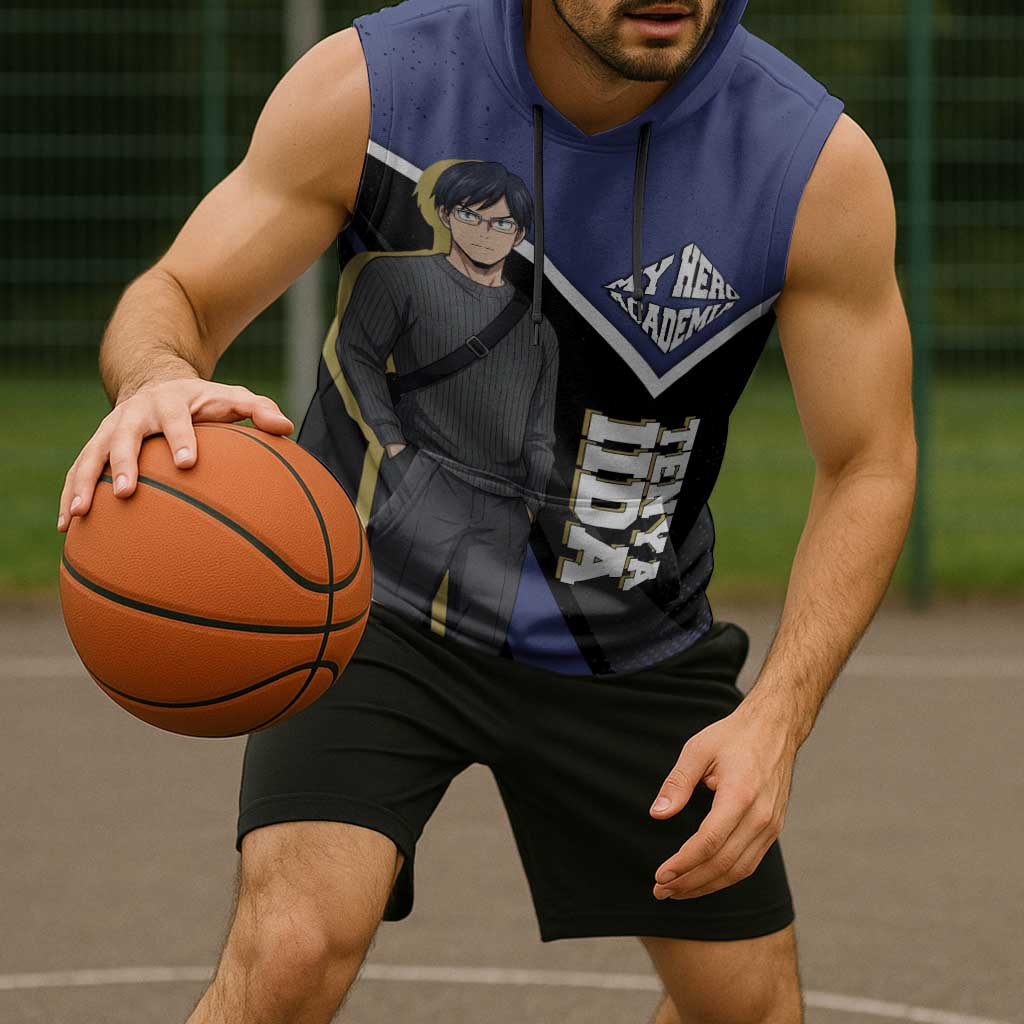 Tenya Iida My Hero Academia Sleeveless Hoodie Anime Grunge Splatter Graphic Style