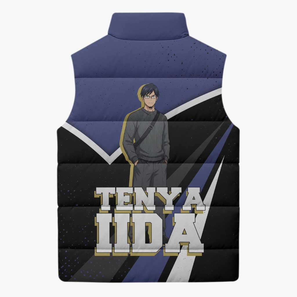 Tenya Iida My Hero Academia Sleeveless Puffer Jacket Anime Grunge Splatter Graphic Style