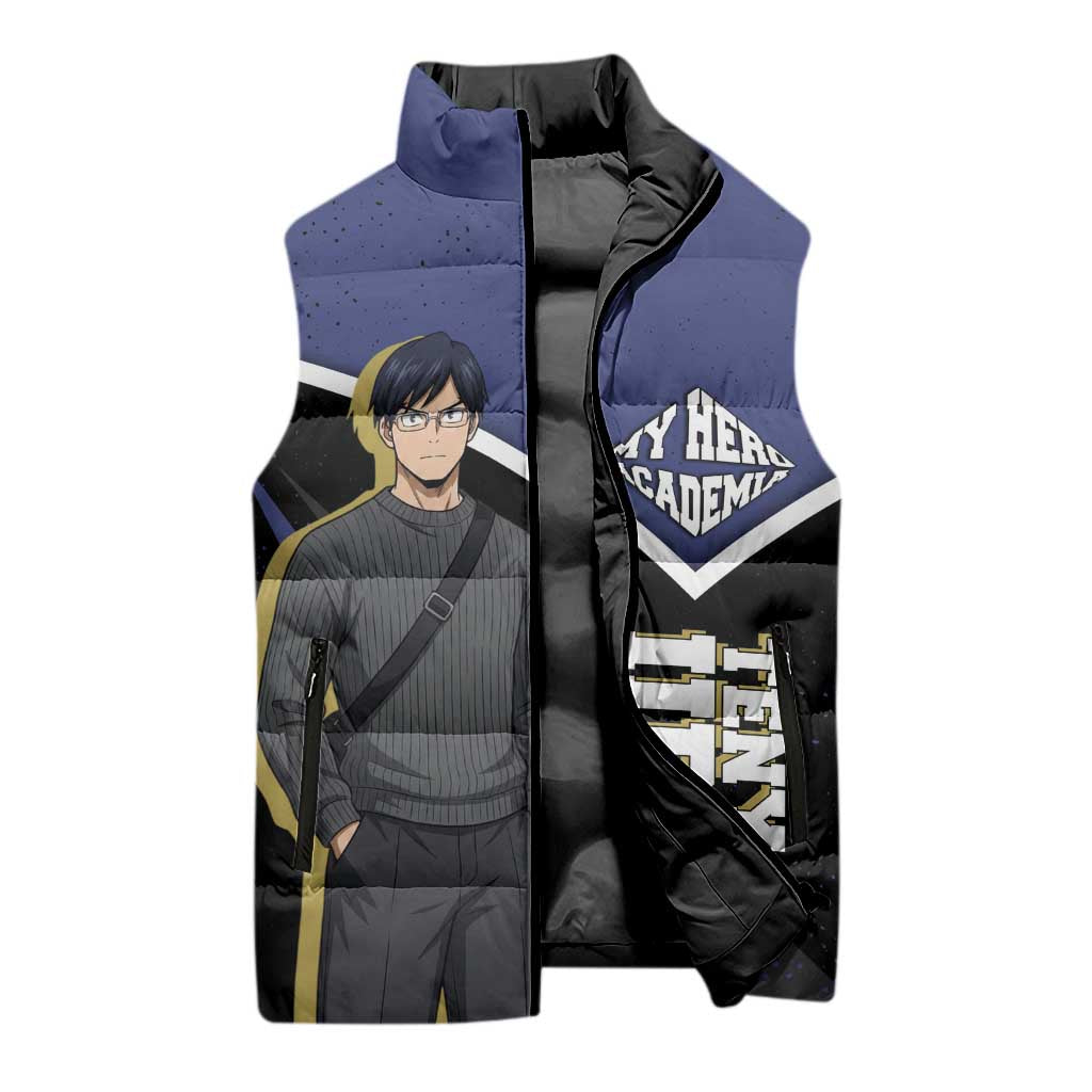 Tenya Iida My Hero Academia Sleeveless Puffer Jacket Anime Grunge Splatter Graphic Style