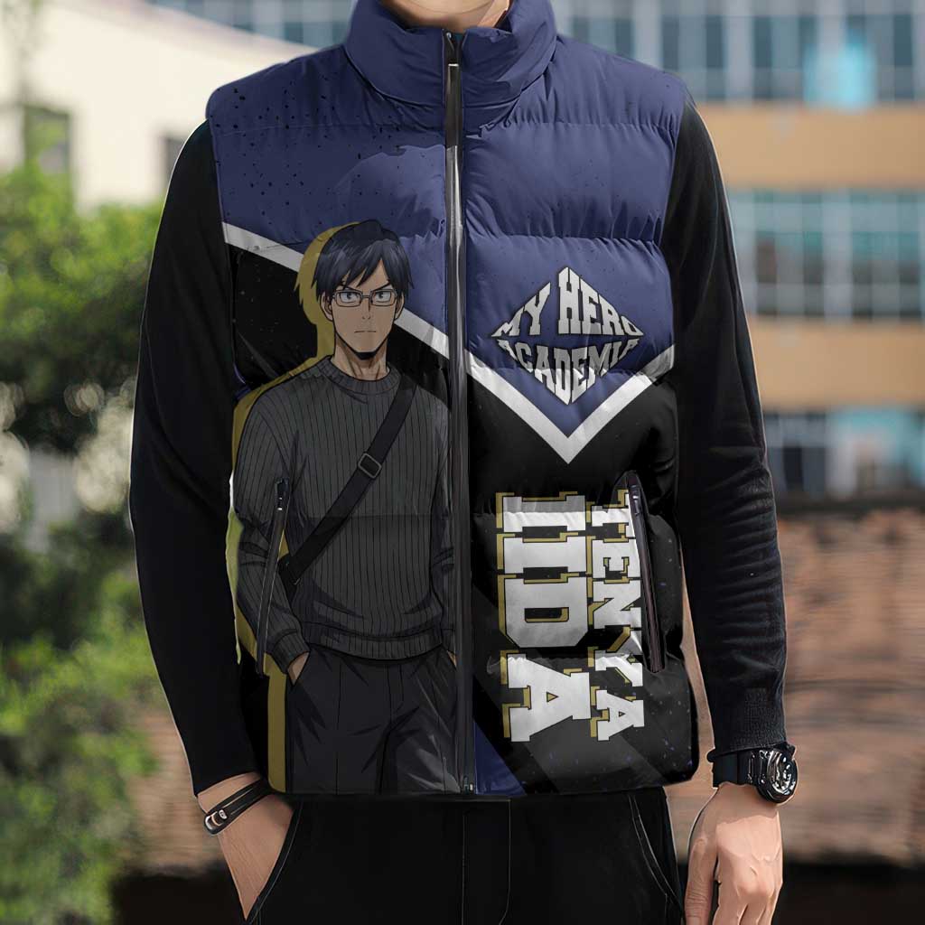 Tenya Iida My Hero Academia Sleeveless Puffer Jacket Anime Grunge Splatter Graphic Style