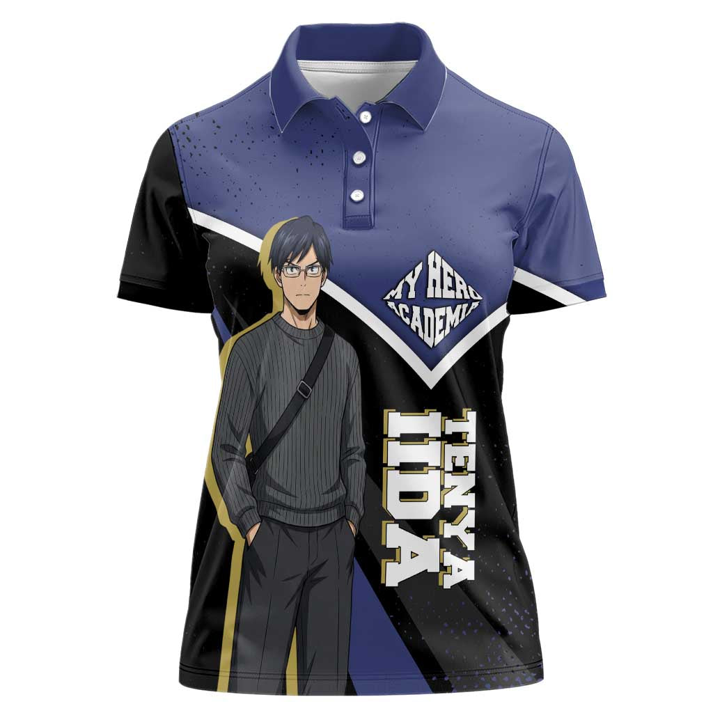 Tenya Iida My Hero Academia Women Polo Shirt Anime Grunge Splatter Graphic Style