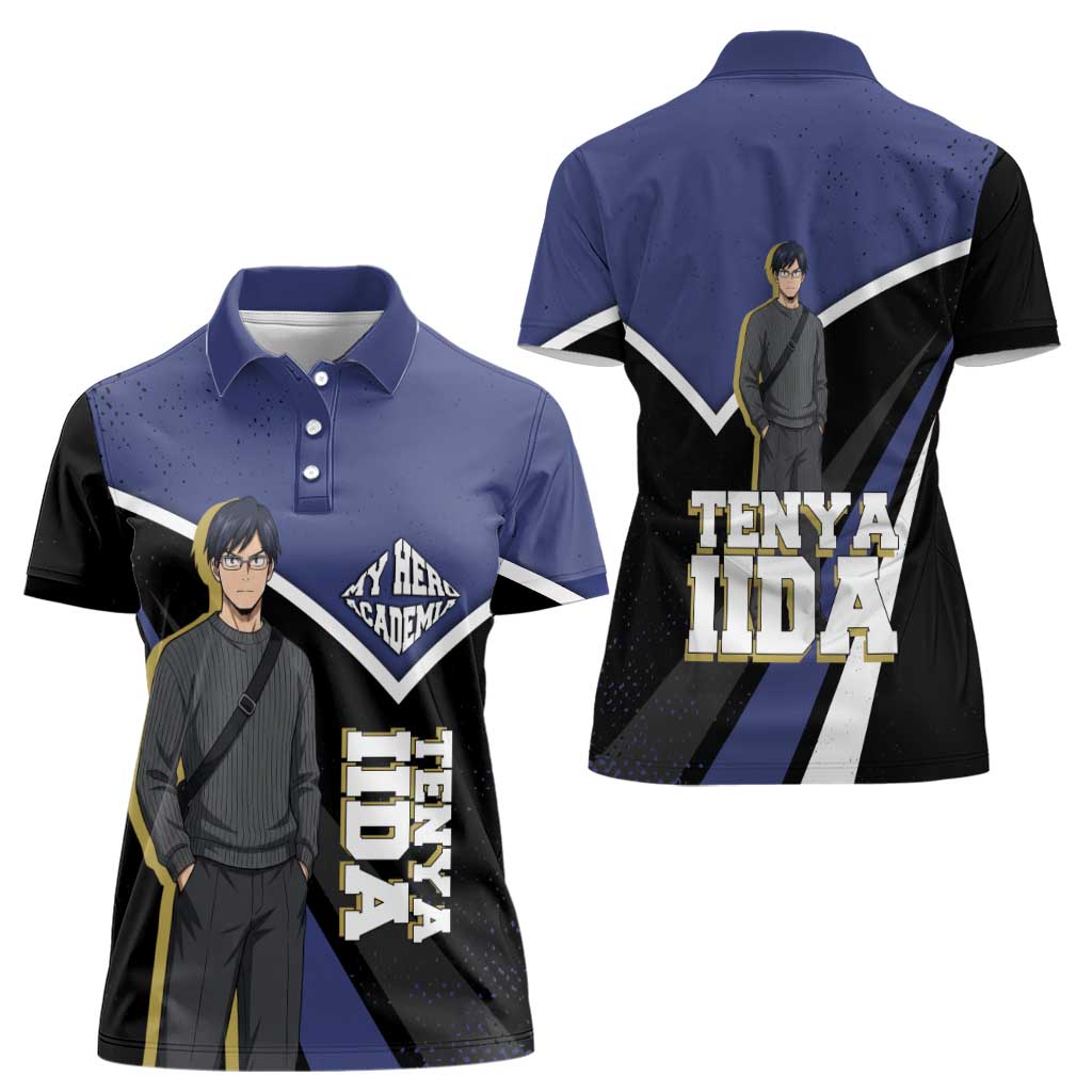 Tenya Iida My Hero Academia Women Polo Shirt Anime Grunge Splatter Graphic Style