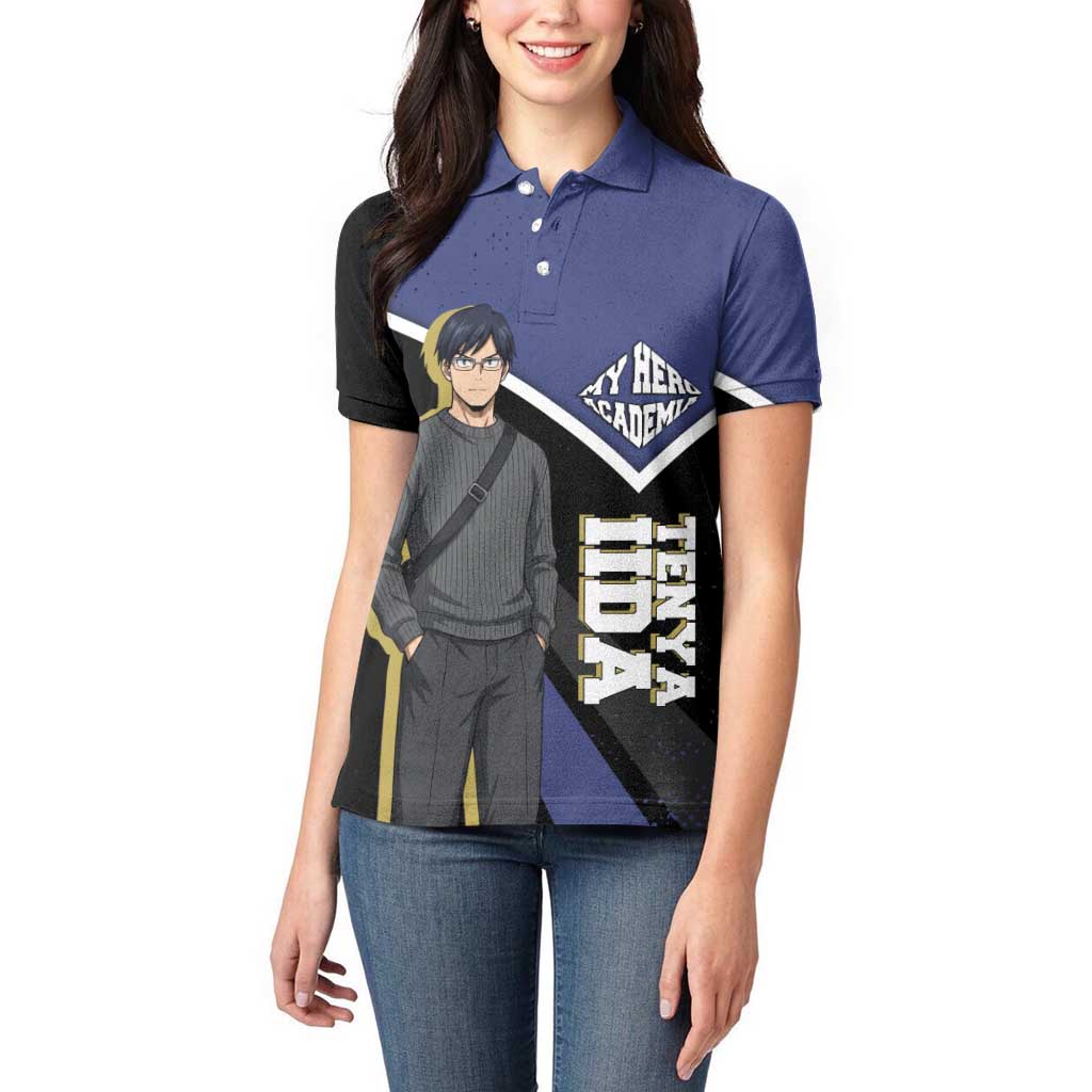 Tenya Iida My Hero Academia Women Polo Shirt Anime Grunge Splatter Graphic Style