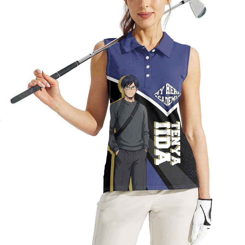 Tenya Iida My Hero Academia Women Sleeveless Polo Shirt Anime Grunge Splatter Graphic Style