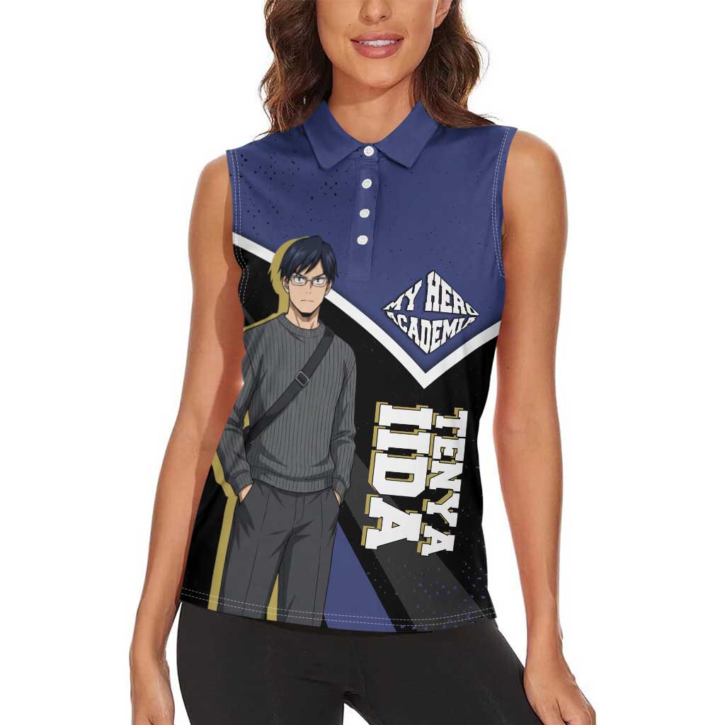 Tenya Iida My Hero Academia Women Sleeveless Polo Shirt Anime Grunge Splatter Graphic Style