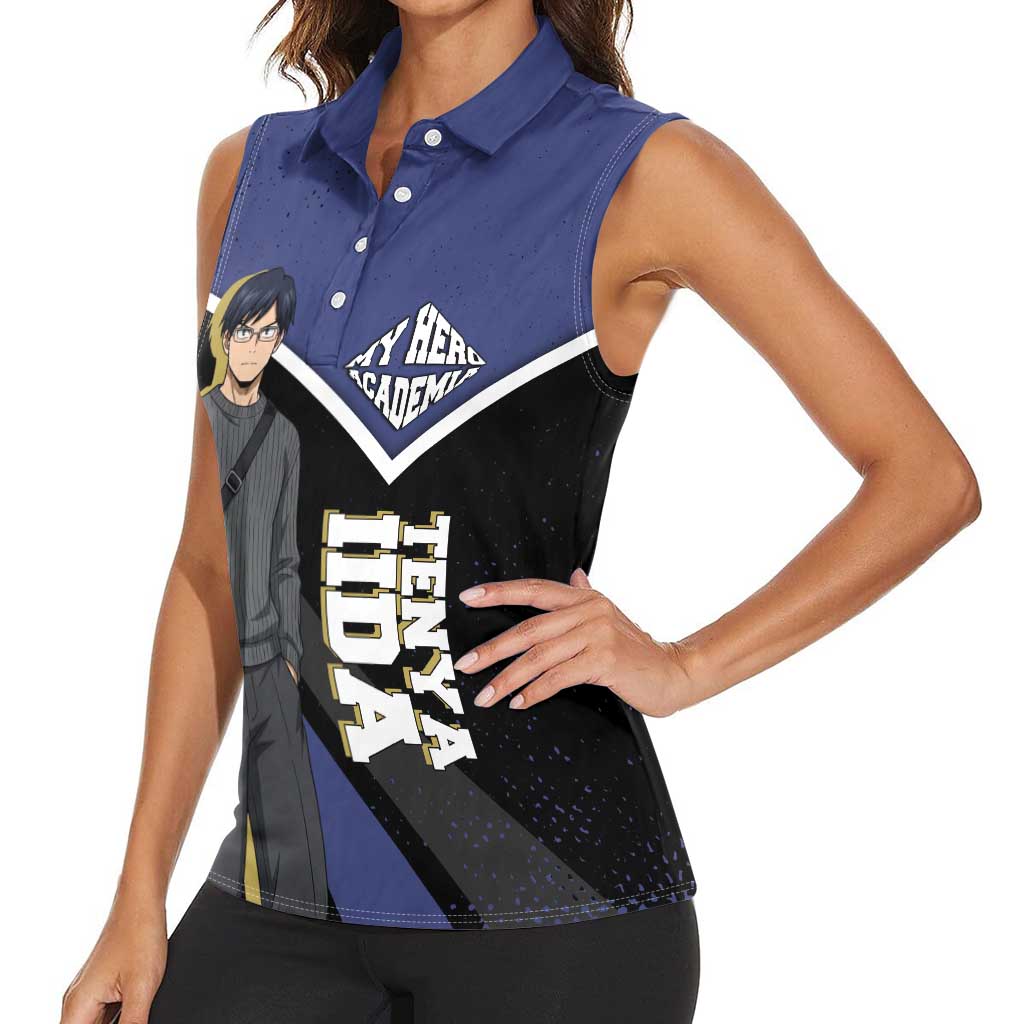 Tenya Iida My Hero Academia Women Sleeveless Polo Shirt Anime Grunge Splatter Graphic Style