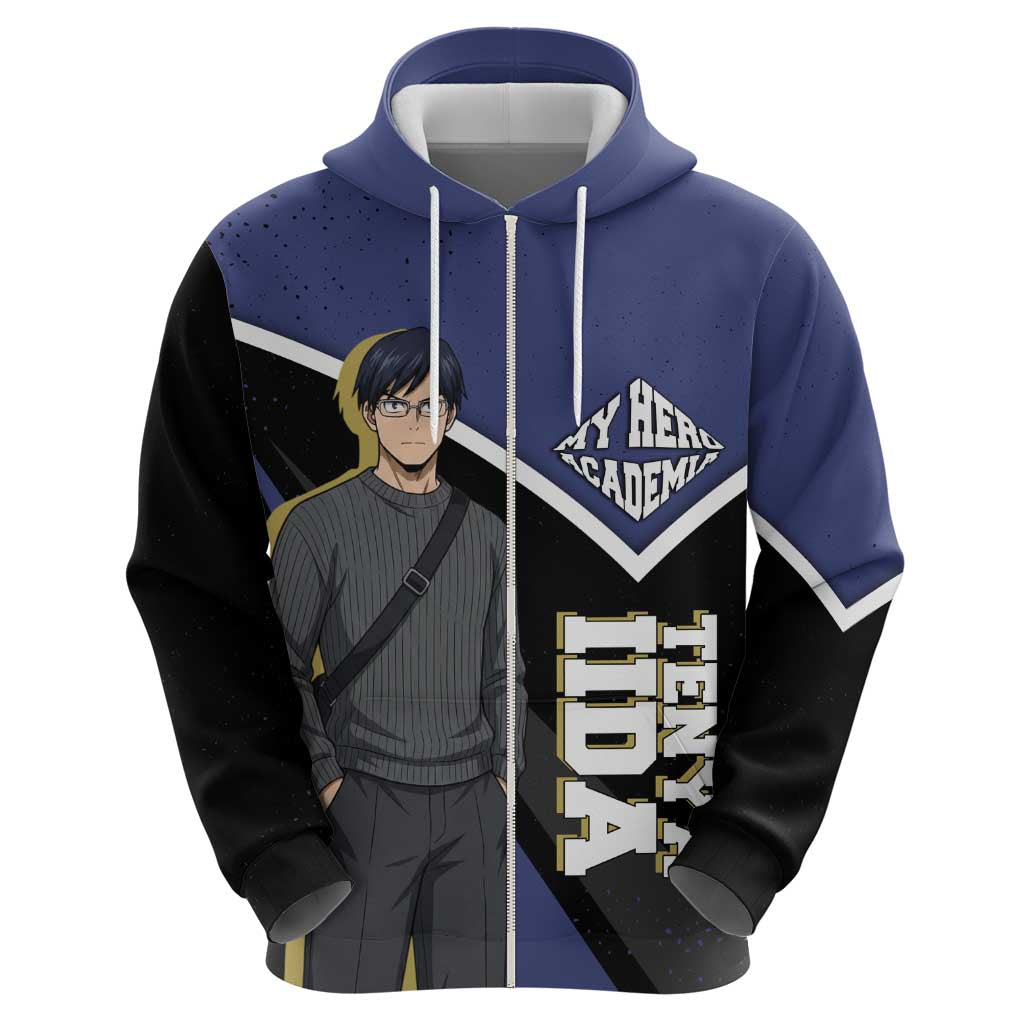 Tenya Iida My Hero Academia Zip Hoodie Anime Grunge Splatter Graphic Style