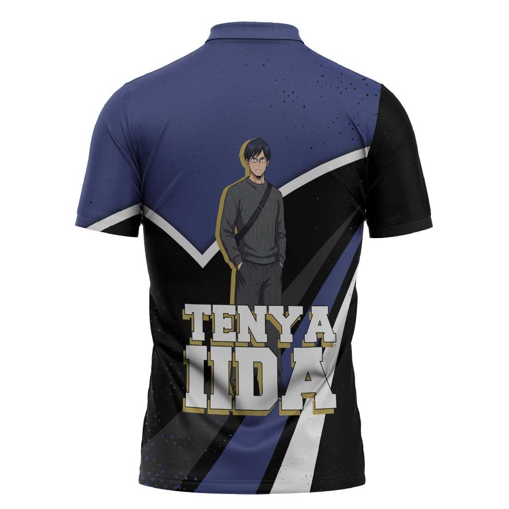 Tenya Iida My Hero Academia Zipper Polo Shirt Anime Grunge Splatter Graphic Style