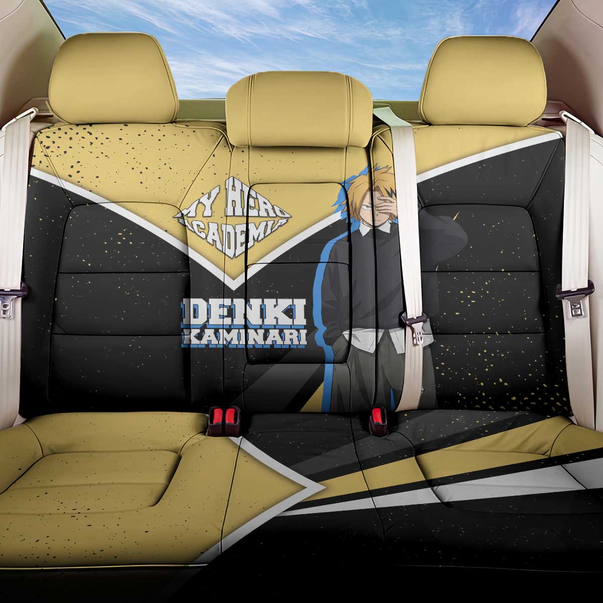 Denki Kaminari My Hero Academia Back Car Seat Cover Anime Grunge Splatter Graphic Style