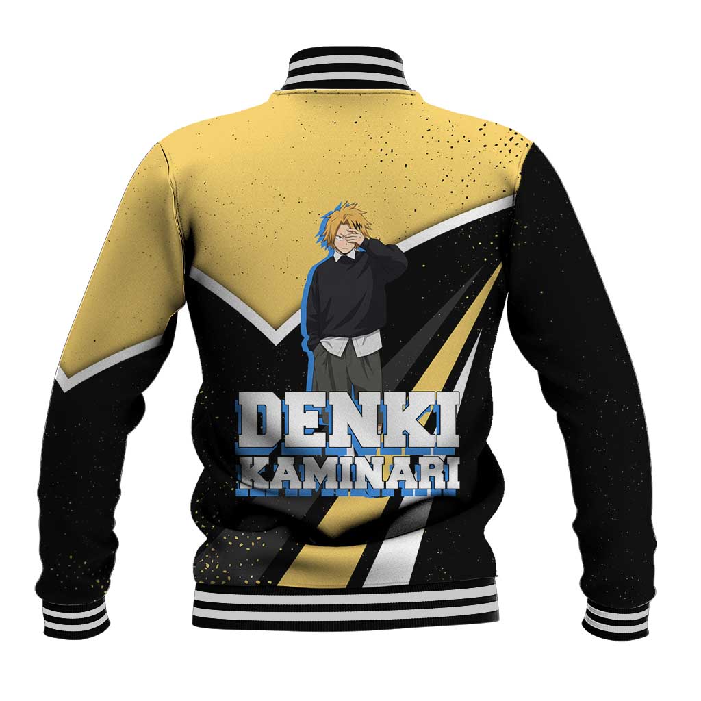 Denki Kaminari My Hero Academia Baseball Jacket Anime Grunge Splatter Graphic Style