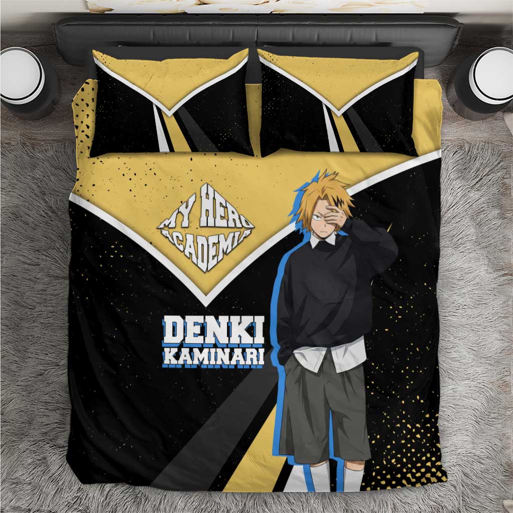 Denki Kaminari My Hero Academia Bedding Set Anime Grunge Splatter Graphic Style