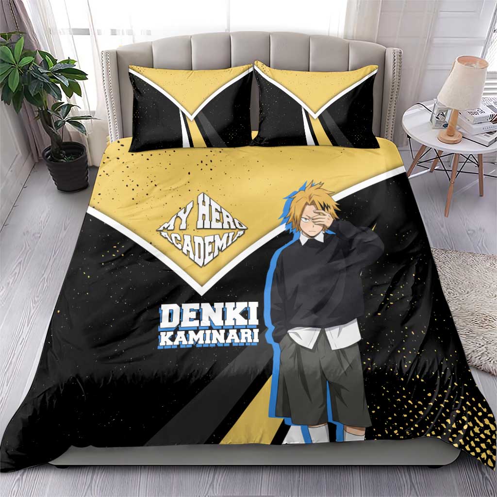 Denki Kaminari My Hero Academia Bedding Set Anime Grunge Splatter Graphic Style