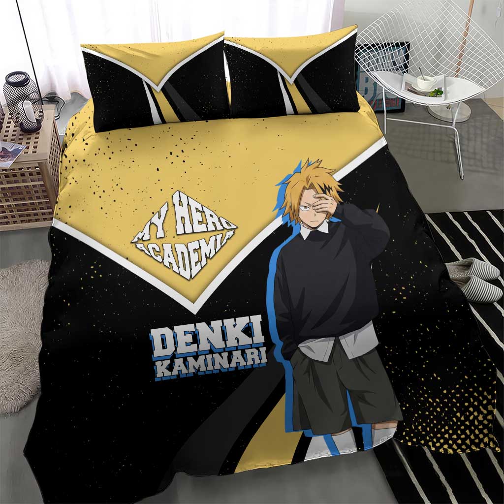 Denki Kaminari My Hero Academia Bedding Set Anime Grunge Splatter Graphic Style