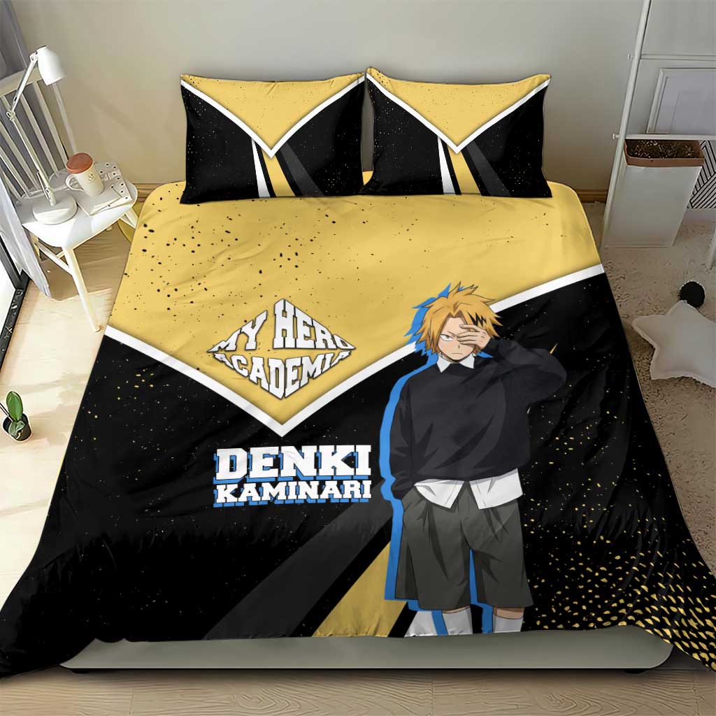 Denki Kaminari My Hero Academia Bedding Set Anime Grunge Splatter Graphic Style