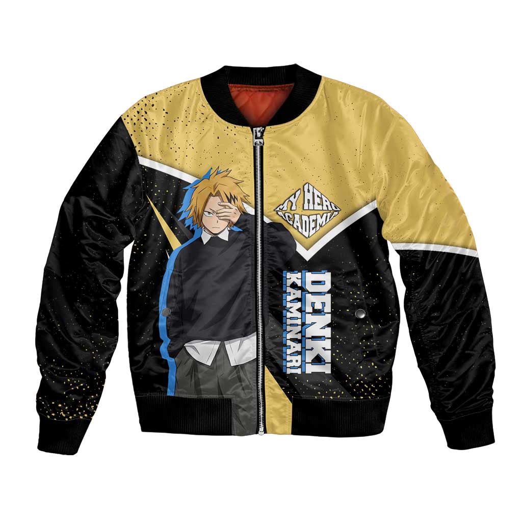 Denki Kaminari My Hero Academia Bomber Jacket Anime Grunge Splatter Graphic Style