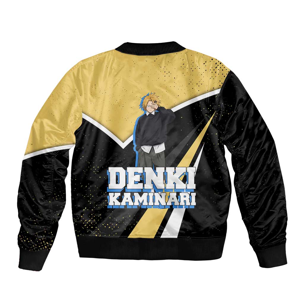 Denki Kaminari My Hero Academia Bomber Jacket Anime Grunge Splatter Graphic Style