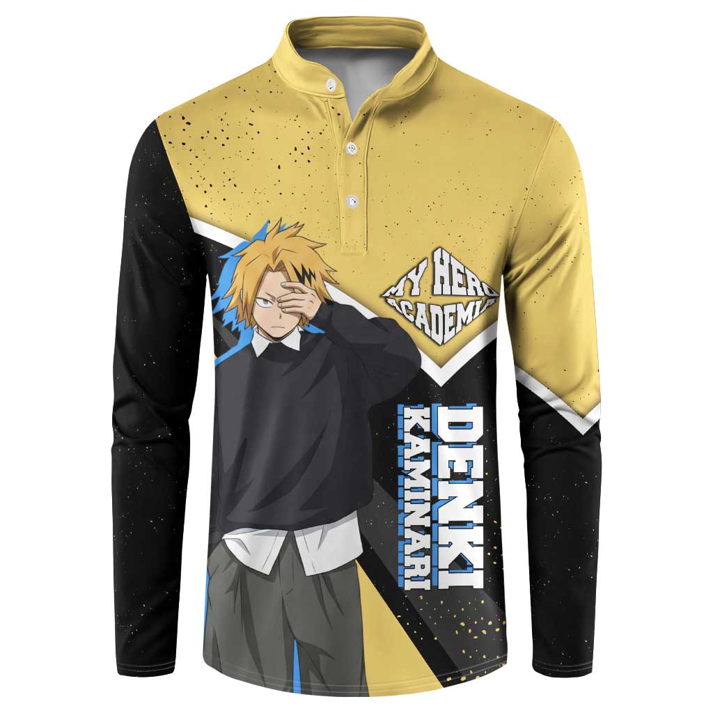 Denki Kaminari My Hero Academia Button Sweatshirt Anime Grunge Splatter Graphic Style