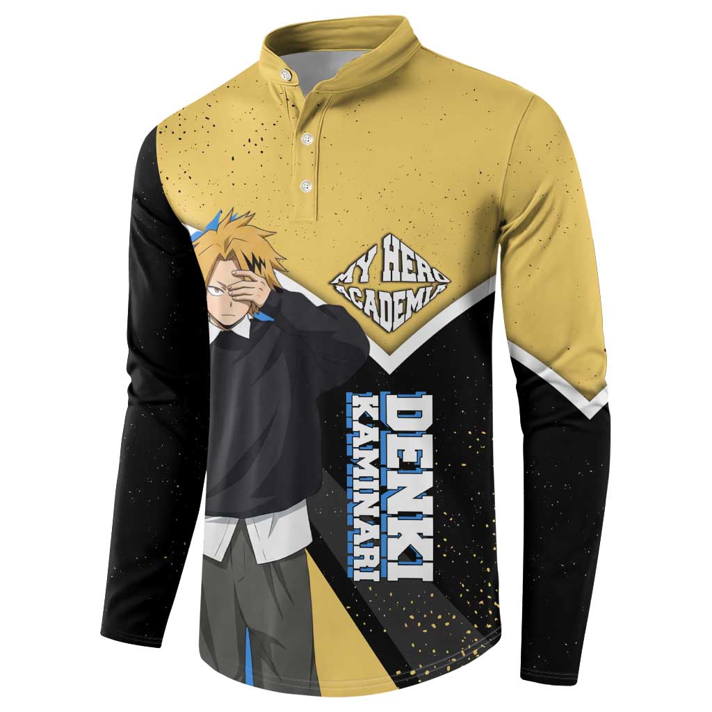 Denki Kaminari My Hero Academia Button Sweatshirt Anime Grunge Splatter Graphic Style