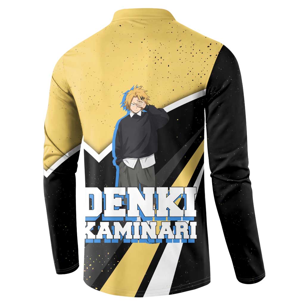 Denki Kaminari My Hero Academia Button Sweatshirt Anime Grunge Splatter Graphic Style