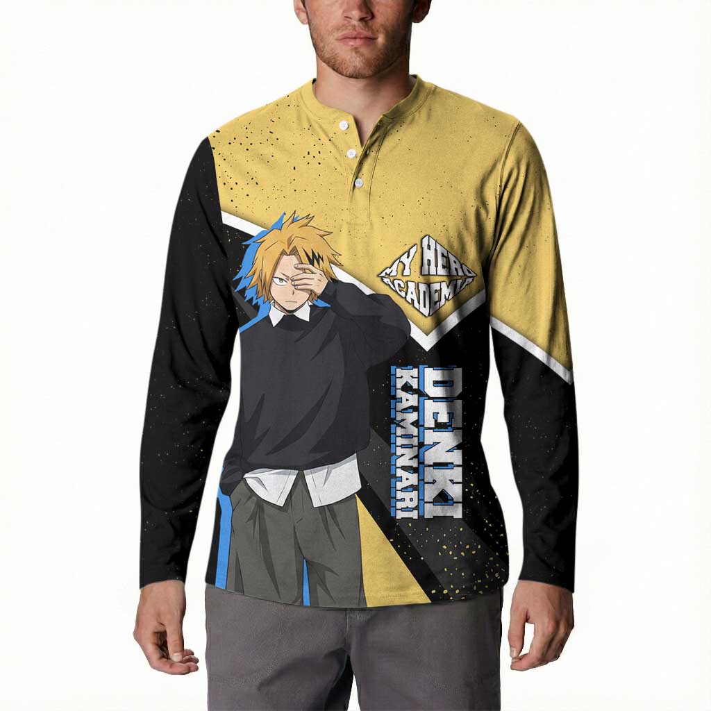 Denki Kaminari My Hero Academia Button Sweatshirt Anime Grunge Splatter Graphic Style