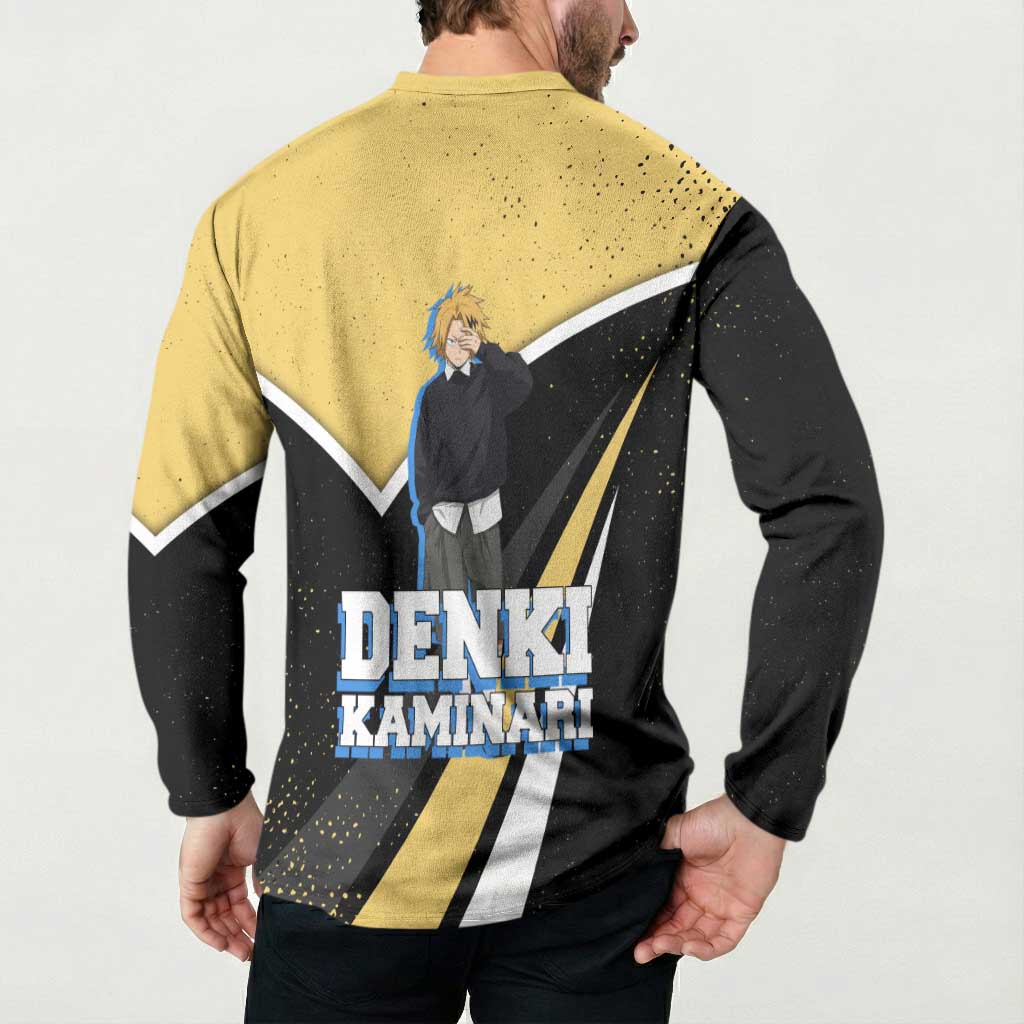 Denki Kaminari My Hero Academia Button Sweatshirt Anime Grunge Splatter Graphic Style