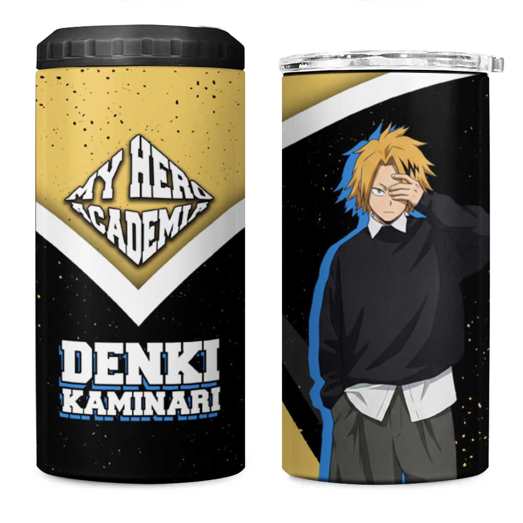 Denki Kaminari My Hero Academia 4 in 1 Can Cooler Tumbler Anime Grunge Splatter Graphic Style