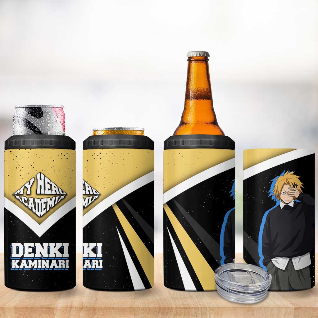 Denki Kaminari My Hero Academia 4 in 1 Can Cooler Tumbler Anime Grunge Splatter Graphic Style