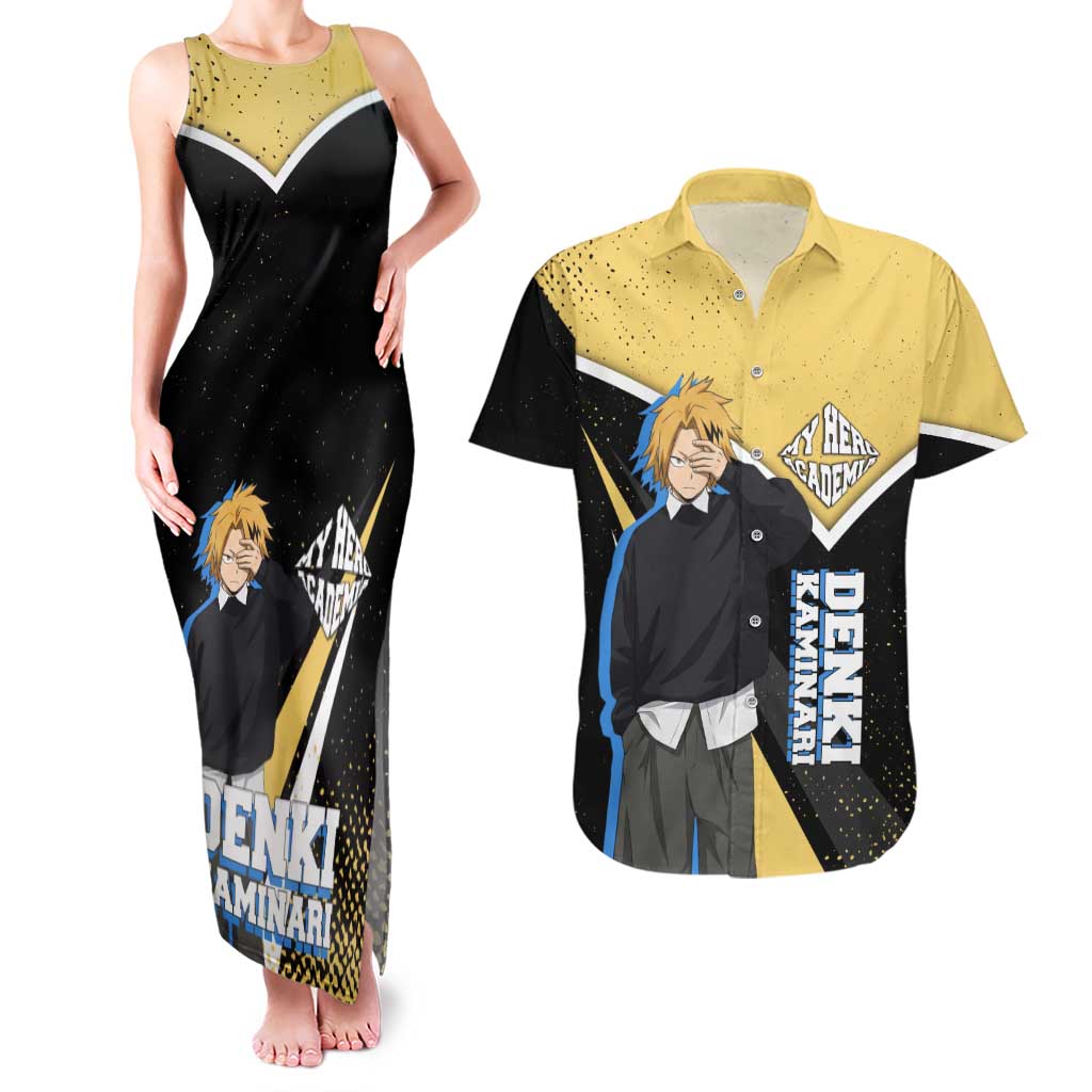 Denki Kaminari My Hero Academia Couples Matching Tank Maxi Dress and Hawaiian Shirt Anime Grunge Splatter Graphic Style