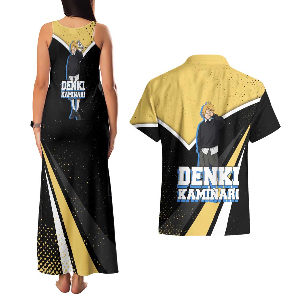Denki Kaminari My Hero Academia Couples Matching Tank Maxi Dress and Hawaiian Shirt Anime Grunge Splatter Graphic Style