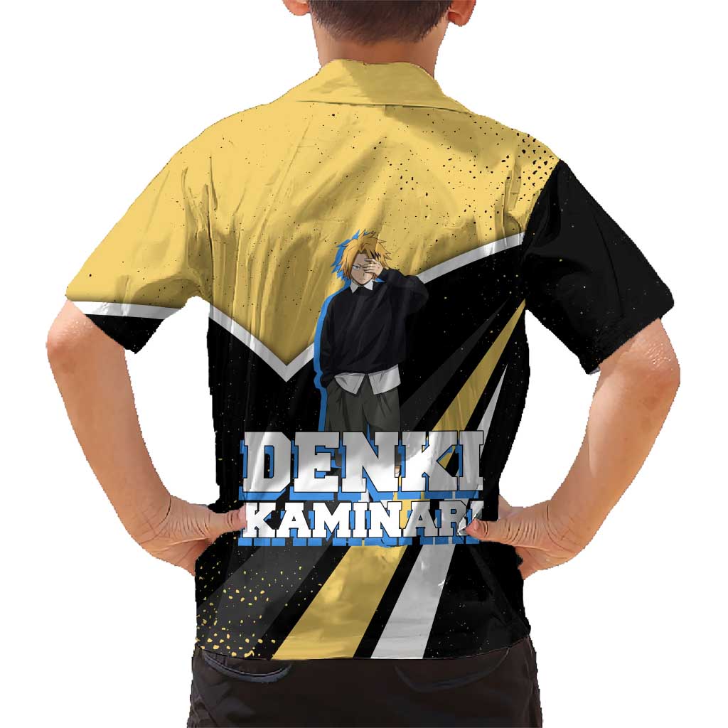 Denki Kaminari My Hero Academia Family Matching Long Sleeve Bodycon Dress and Hawaiian Shirt Anime Grunge Splatter Graphic Style