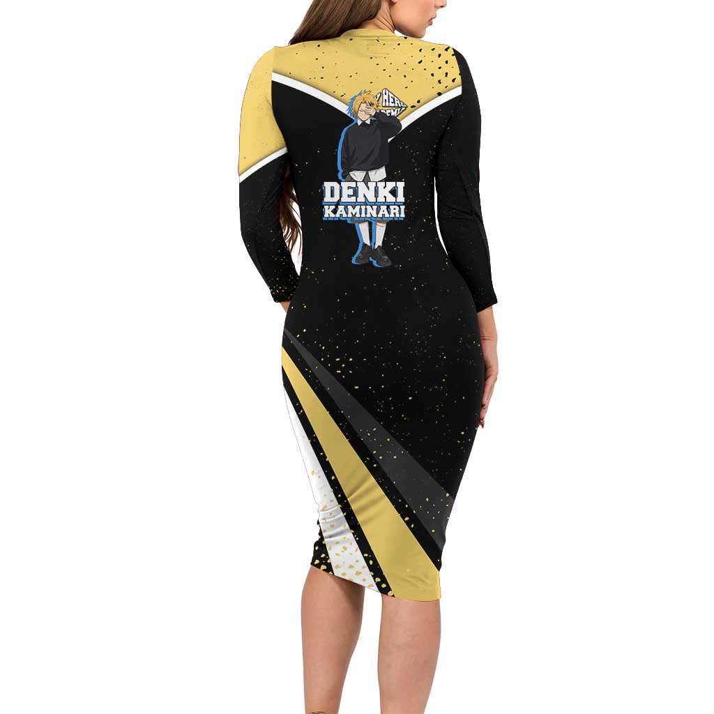 Denki Kaminari My Hero Academia Family Matching Long Sleeve Bodycon Dress and Hawaiian Shirt Anime Grunge Splatter Graphic Style