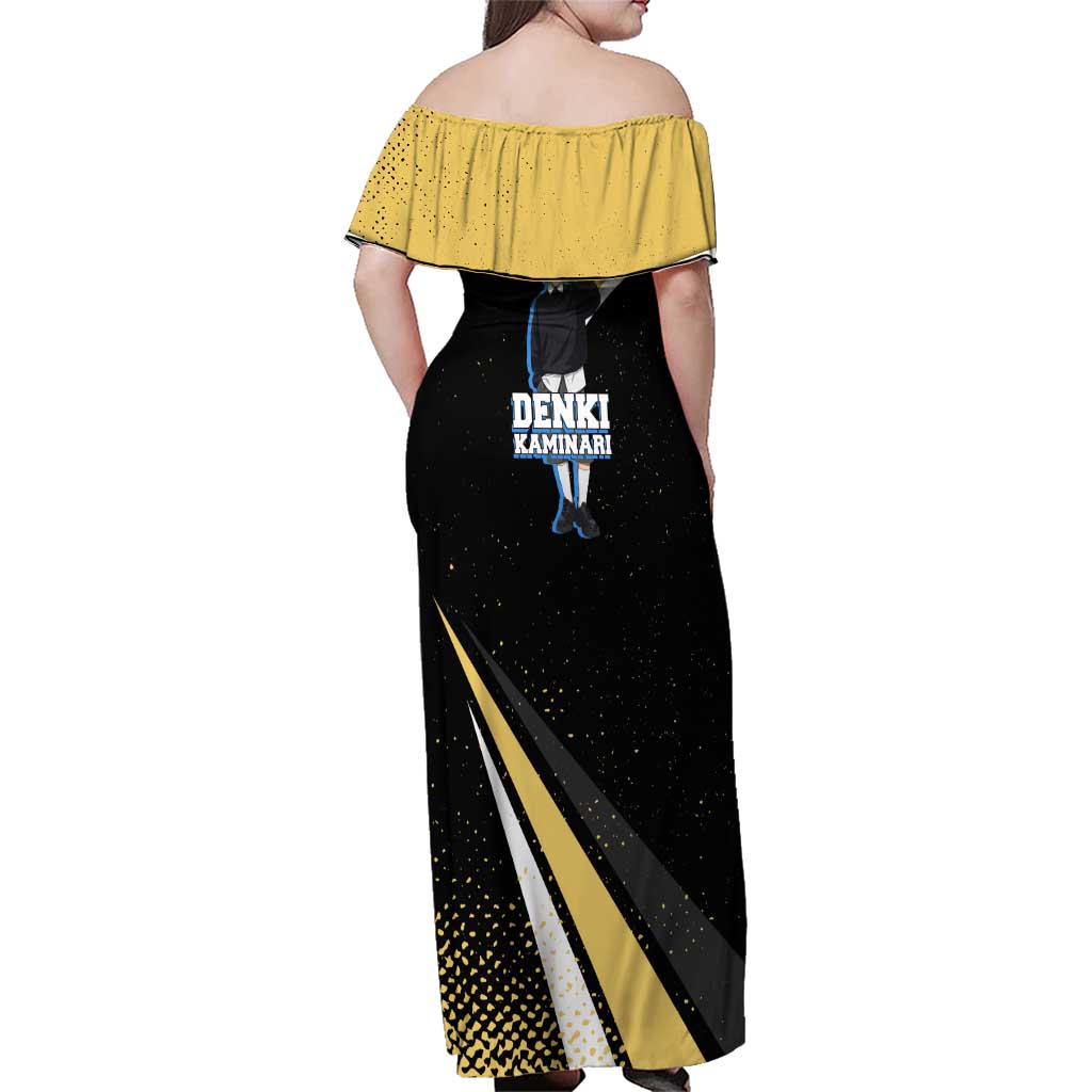 Denki Kaminari My Hero Academia Family Matching Off Shoulder Maxi Dress and Hawaiian Shirt Anime Grunge Splatter Graphic Style