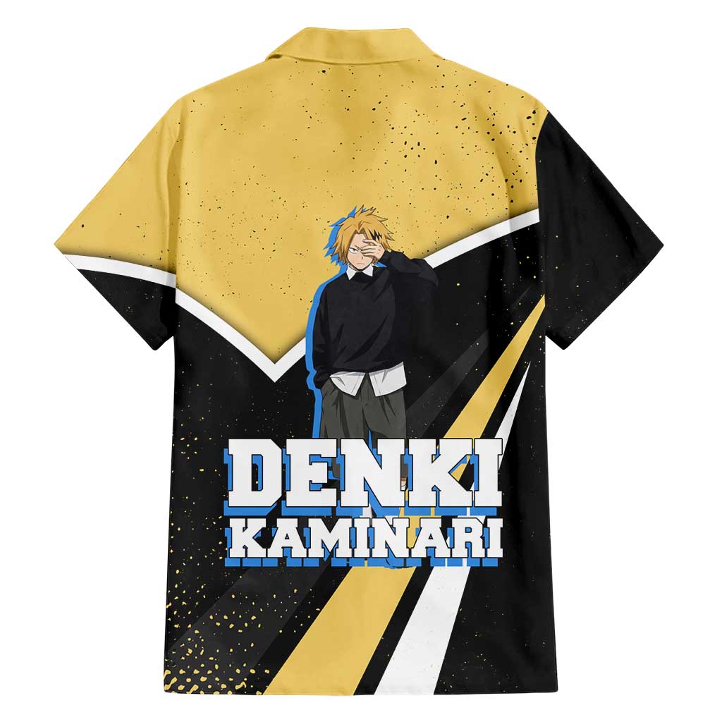 Denki Kaminari My Hero Academia Family Matching Short Sleeve Bodycon Dress and Hawaiian Shirt Anime Grunge Splatter Graphic Style