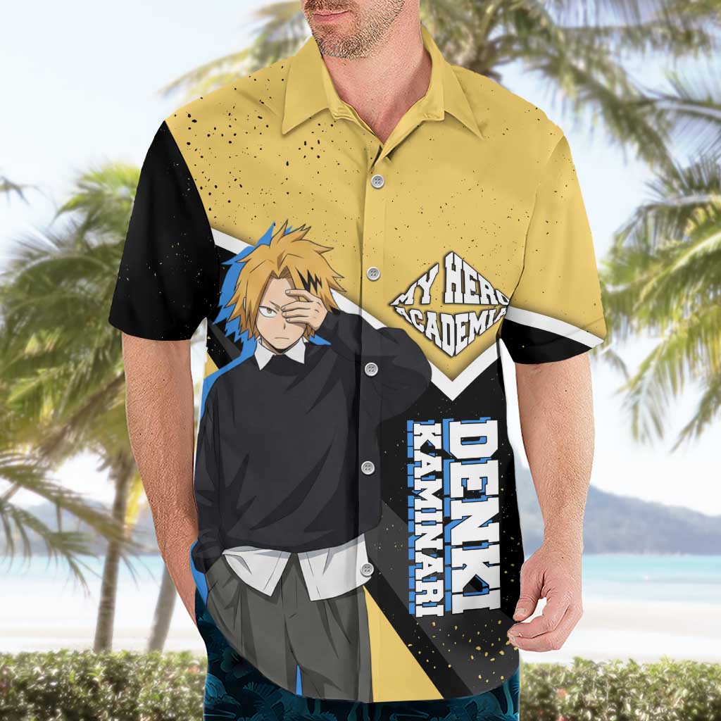 Denki Kaminari My Hero Academia Hawaiian Shirt Anime Grunge Splatter Graphic Style