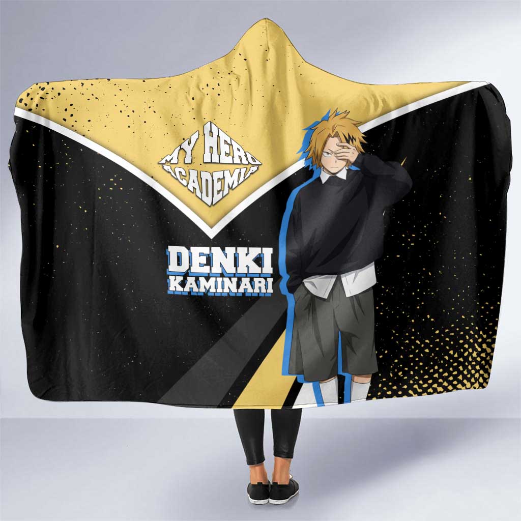 Denki Kaminari My Hero Academia Hooded Blanket Anime Grunge Splatter Graphic Style