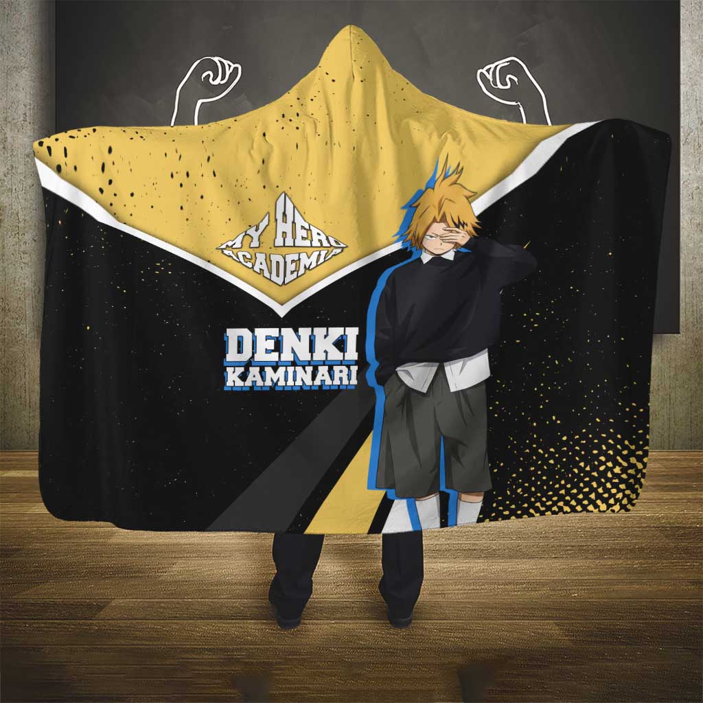 Denki Kaminari My Hero Academia Hooded Blanket Anime Grunge Splatter Graphic Style