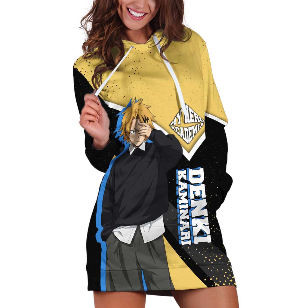 Denki Kaminari My Hero Academia Hoodie Dress Anime Grunge Splatter Graphic Style