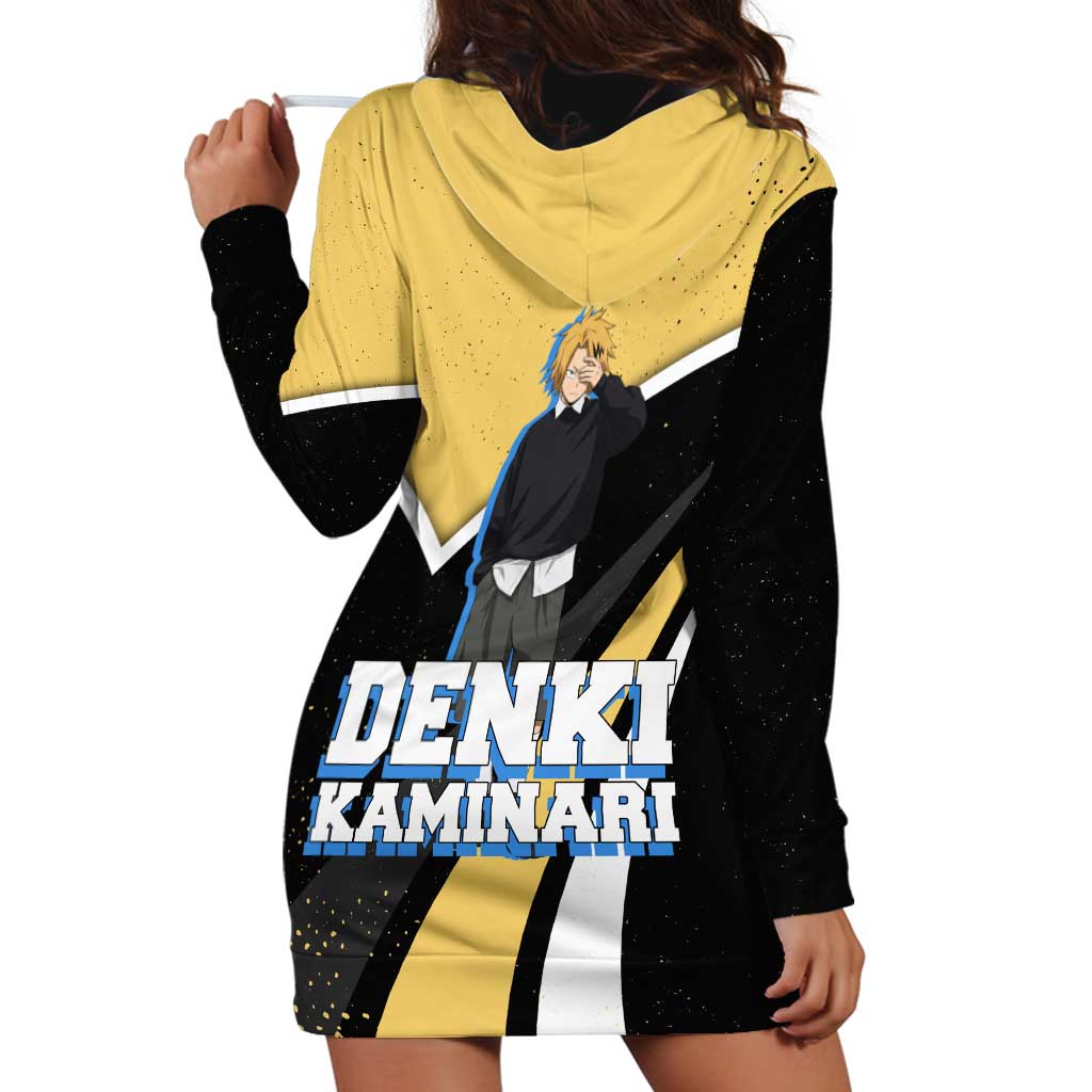 Denki Kaminari My Hero Academia Hoodie Dress Anime Grunge Splatter Graphic Style