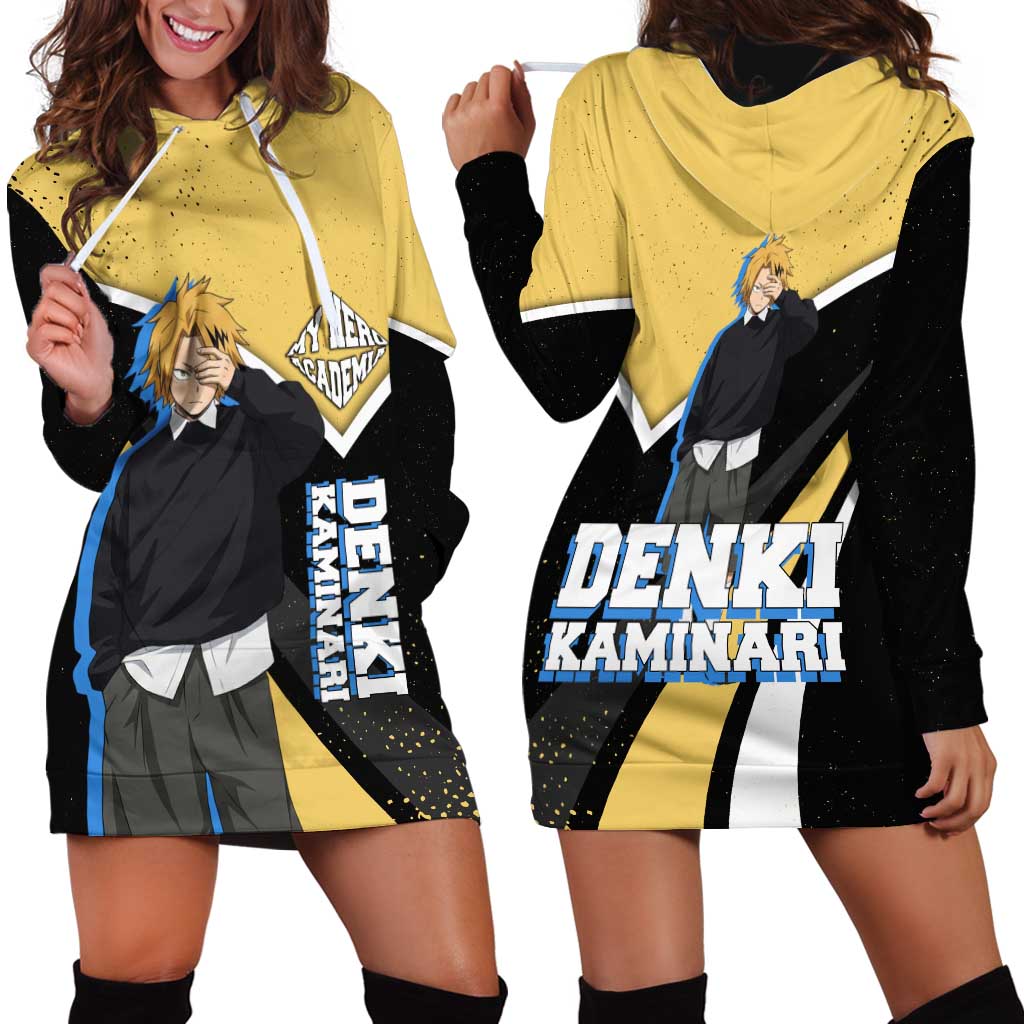 Denki Kaminari My Hero Academia Hoodie Dress Anime Grunge Splatter Graphic Style