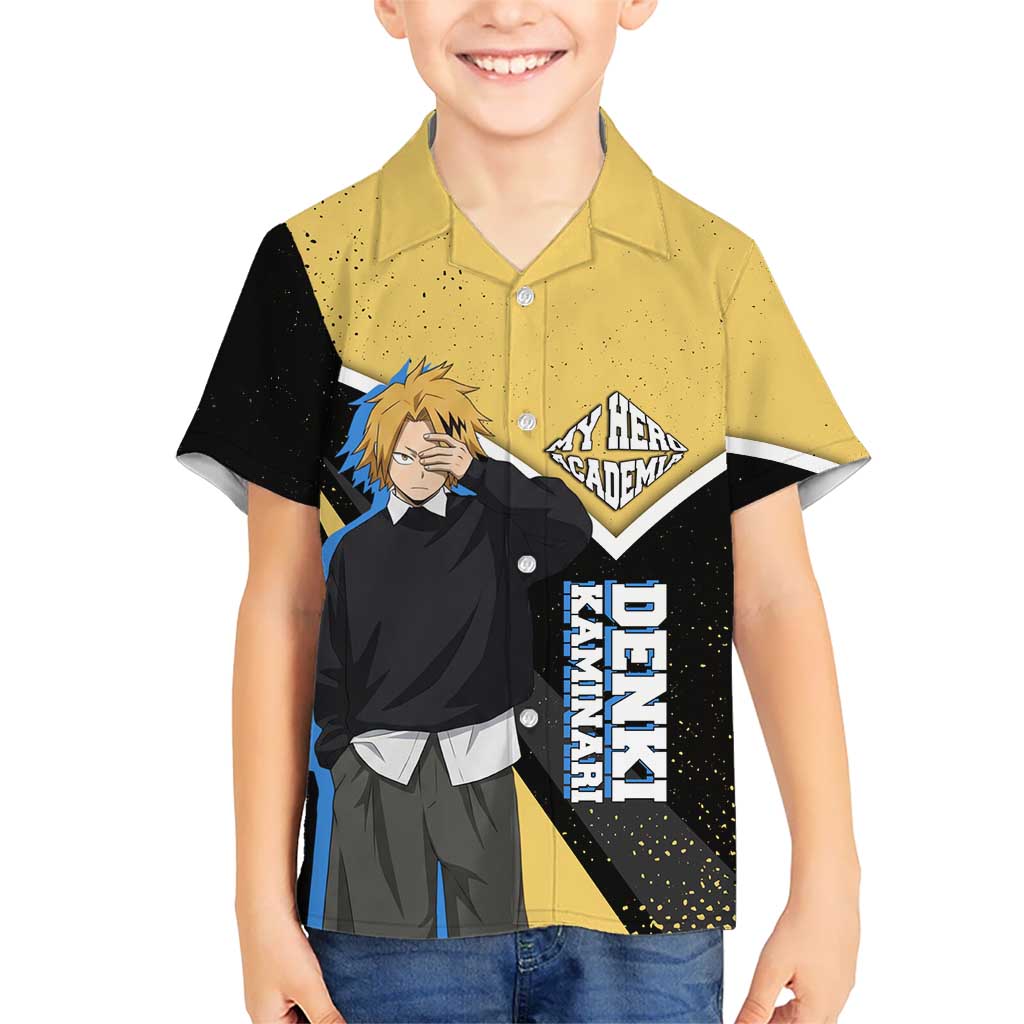 Denki Kaminari My Hero Academia Kid Hawaiian Shirt Anime Grunge Splatter Graphic Style