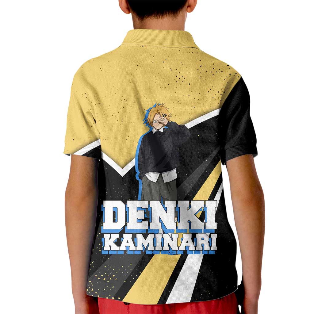 Denki Kaminari My Hero Academia Kid Polo Shirt Anime Grunge Splatter Graphic Style
