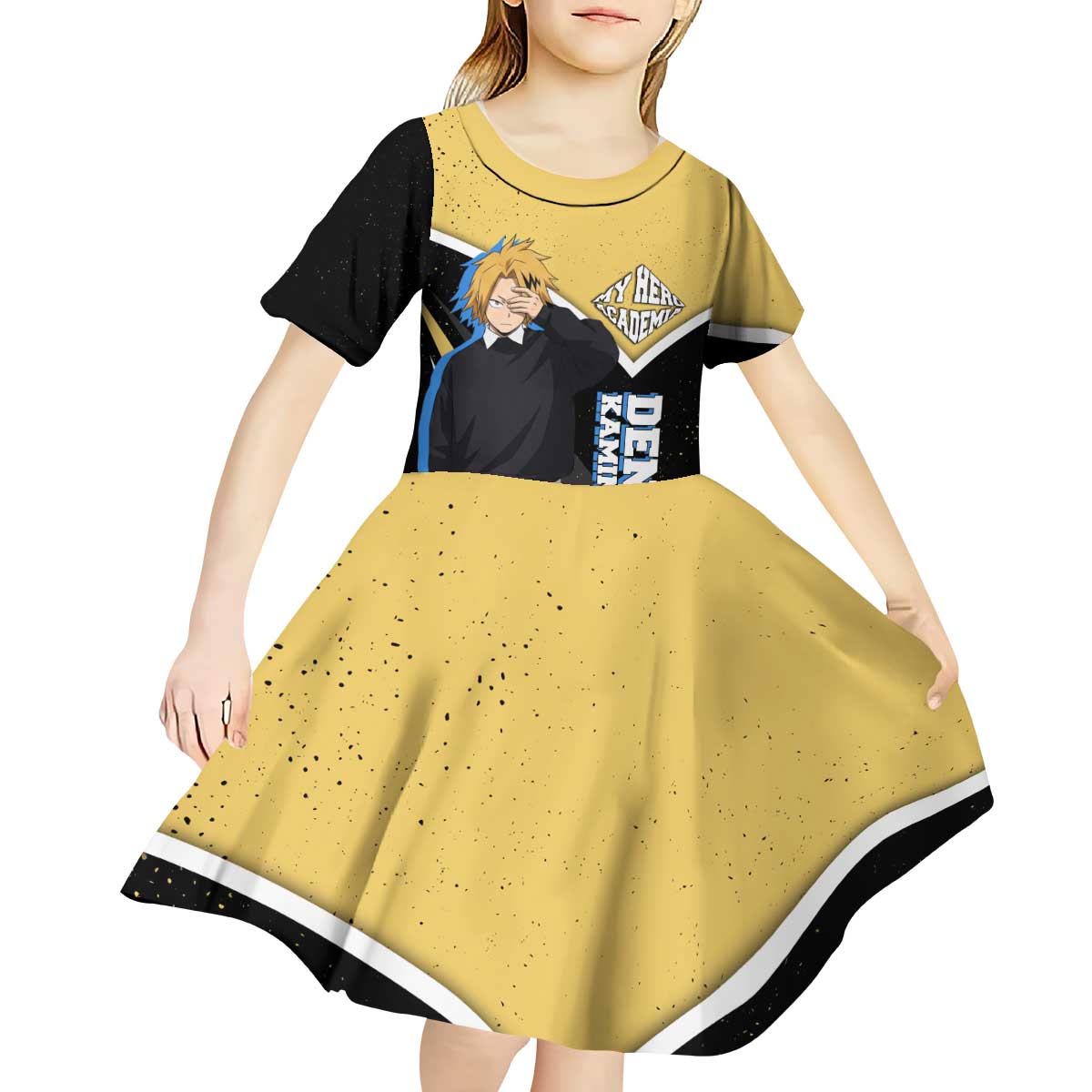 Denki Kaminari My Hero Academia Kid Short Sleeve Dress Anime Grunge Splatter Graphic Style