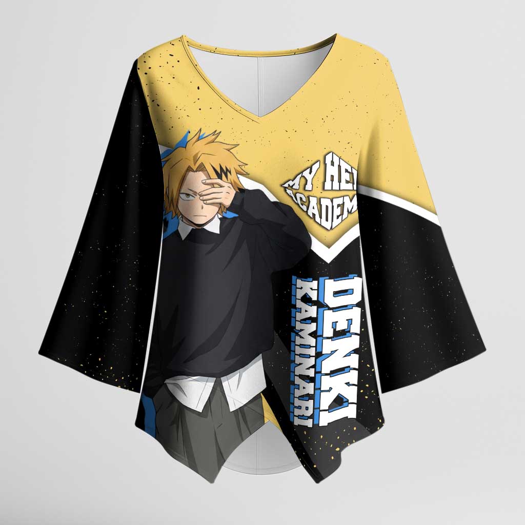 Denki Kaminari My Hero Academia Kimono Sleeve Blouse Anime Grunge Splatter Graphic Style