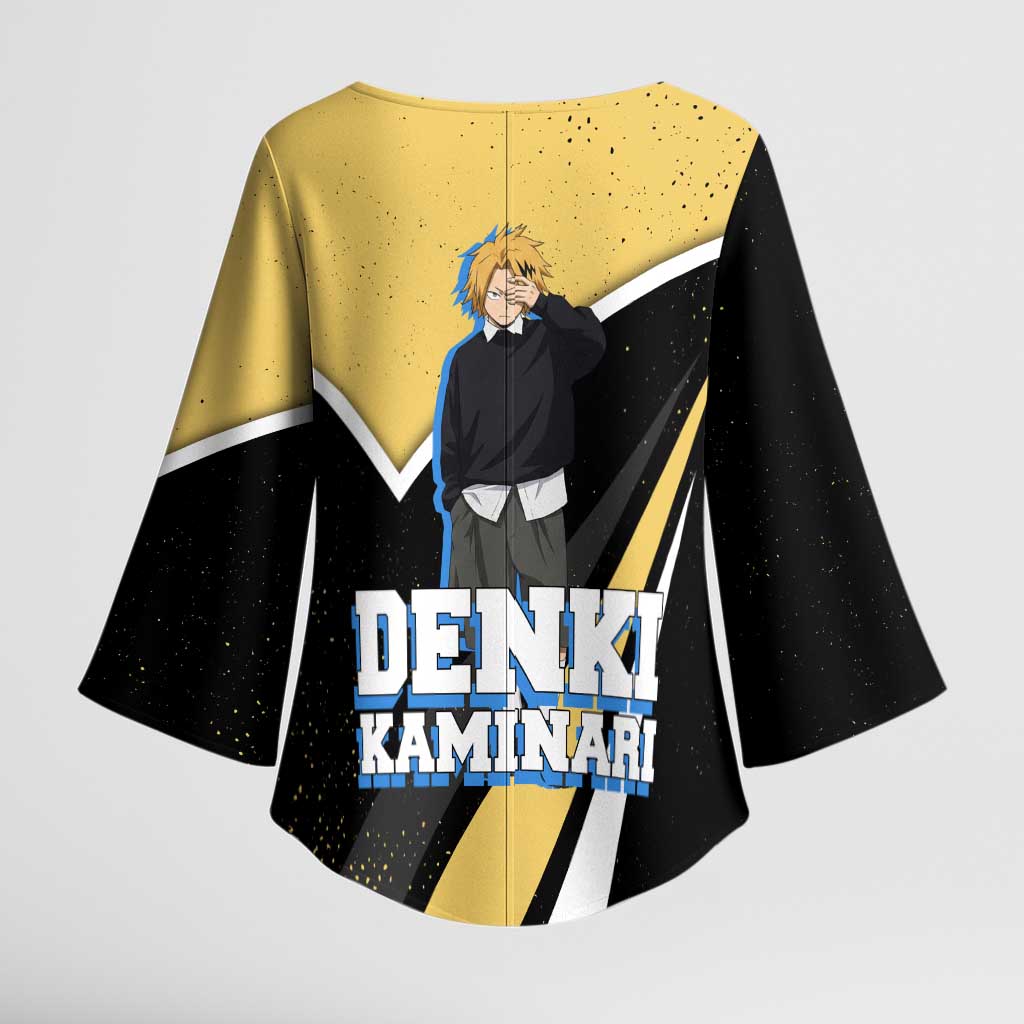 Denki Kaminari My Hero Academia Kimono Sleeve Blouse Anime Grunge Splatter Graphic Style