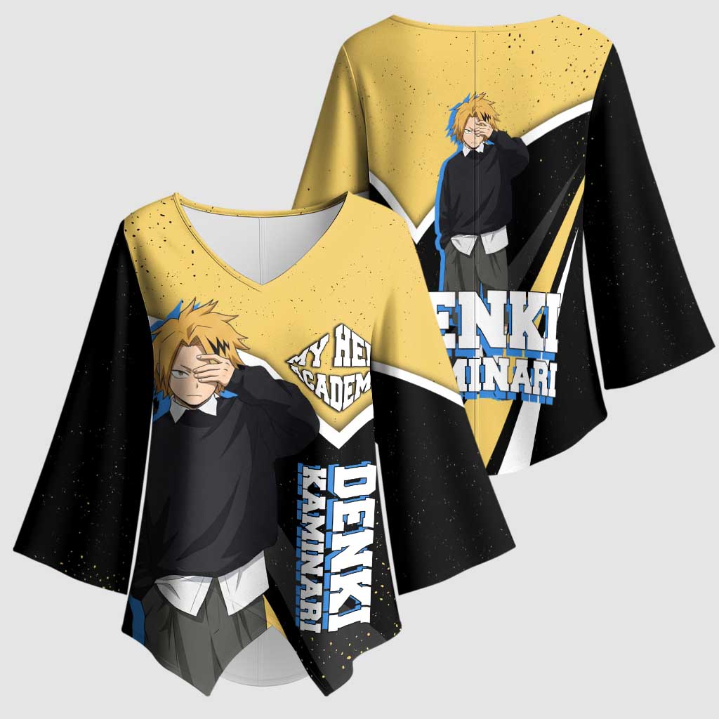 Denki Kaminari My Hero Academia Kimono Sleeve Blouse Anime Grunge Splatter Graphic Style